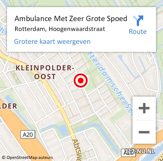 Locatie op kaart van de 112 melding: Ambulance Met Zeer Grote Spoed Naar Rotterdam, Hoogenwaardstraat op 18 juli 2024 10:26