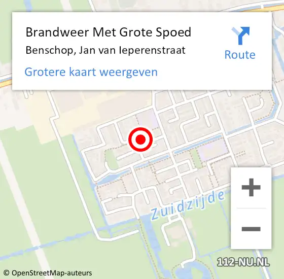 Locatie op kaart van de 112 melding: Brandweer Met Grote Spoed Naar Benschop, Jan van Ieperenstraat op 18 juli 2024 10:26