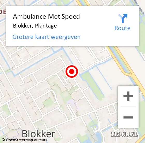 Locatie op kaart van de 112 melding: Ambulance Met Spoed Naar Blokker, Plantage op 18 juli 2024 10:49