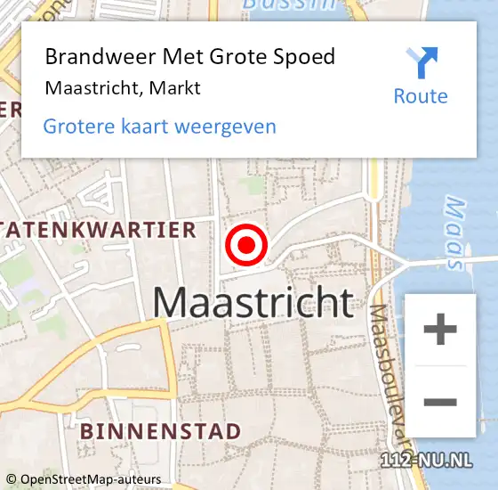 Locatie op kaart van de 112 melding: Brandweer Met Grote Spoed Naar Maastricht, Markt op 18 juli 2024 11:00