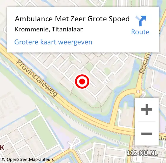 Locatie op kaart van de 112 melding: Ambulance Met Zeer Grote Spoed Naar Krommenie, Titanialaan op 18 juli 2024 11:16