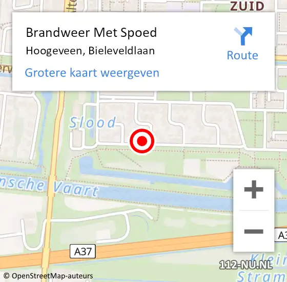 Locatie op kaart van de 112 melding: Brandweer Met Spoed Naar Hoogeveen, Bieleveldlaan op 18 juli 2024 11:29