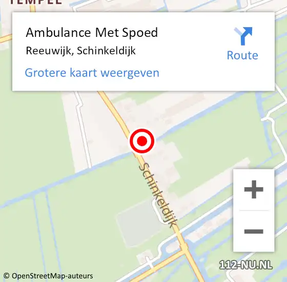 Locatie op kaart van de 112 melding: Ambulance Met Spoed Naar Reeuwijk, Schinkeldijk op 18 juli 2024 11:32