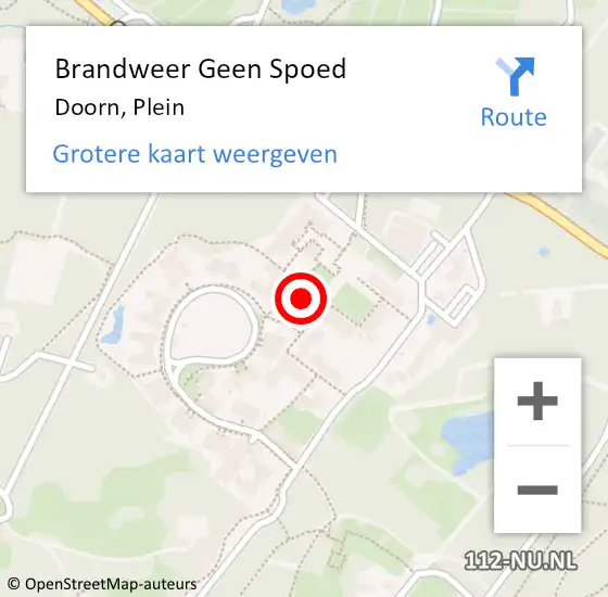 Locatie op kaart van de 112 melding: Brandweer Geen Spoed Naar Doorn, Plein op 18 juli 2024 11:38