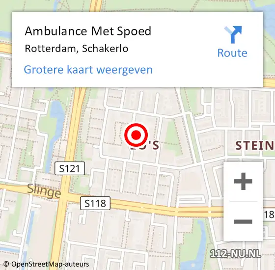 Locatie op kaart van de 112 melding: Ambulance Met Spoed Naar Rotterdam, Schakerlo op 18 juli 2024 11:42