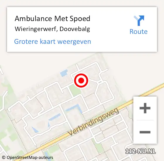 Locatie op kaart van de 112 melding: Ambulance Met Spoed Naar Wieringerwerf, Doovebalg op 18 juli 2024 11:50