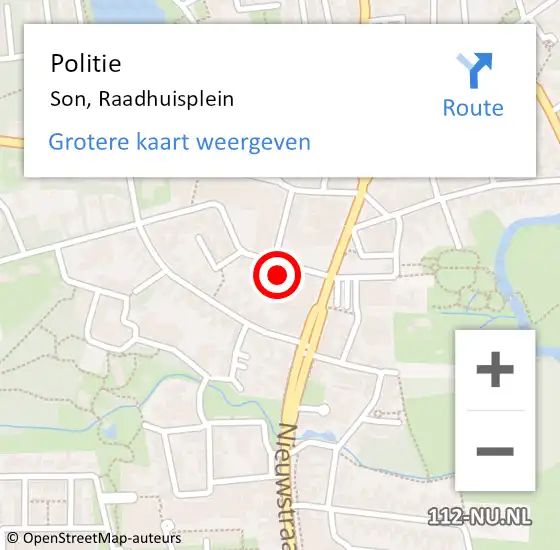 Locatie op kaart van de 112 melding: Politie Son, Raadhuisplein op 18 juli 2024 11:50