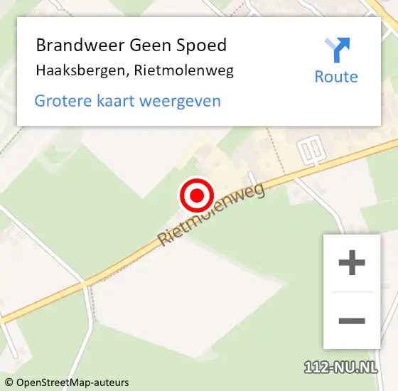 Locatie op kaart van de 112 melding: Brandweer Geen Spoed Naar Haaksbergen, Rietmolenweg op 18 juli 2024 11:52