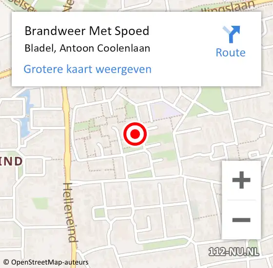 Locatie op kaart van de 112 melding: Brandweer Met Spoed Naar Bladel, Antoon Coolenlaan op 18 juli 2024 12:03