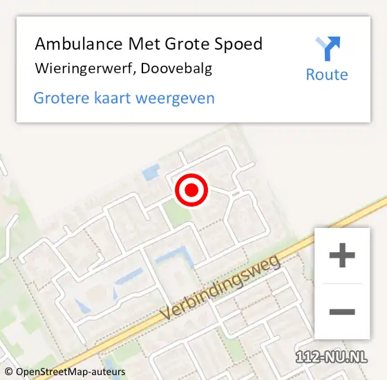 Locatie op kaart van de 112 melding: Ambulance Met Grote Spoed Naar Wieringerwerf, Doovebalg op 18 juli 2024 12:05