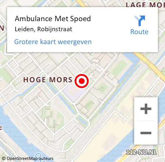 Locatie op kaart van de 112 melding: Ambulance Met Spoed Naar Leiden, Robijnstraat op 18 juli 2024 12:08