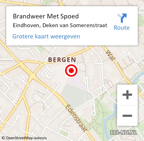 Locatie op kaart van de 112 melding: Brandweer Met Spoed Naar Eindhoven, Deken van Somerenstraat op 18 juli 2024 12:15