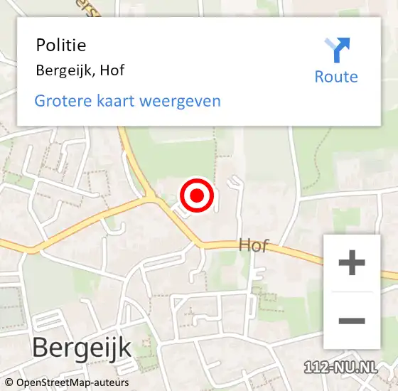 Locatie op kaart van de 112 melding: Politie Bergeijk, Hof op 18 juli 2024 12:25