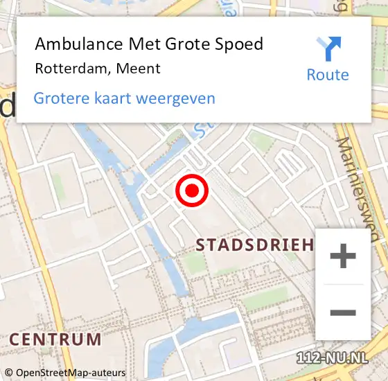 Locatie op kaart van de 112 melding: Ambulance Met Grote Spoed Naar Rotterdam, Meent op 18 juli 2024 12:31