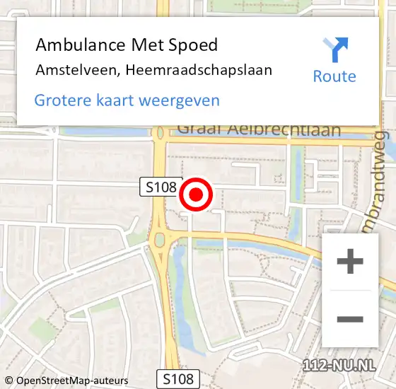 Locatie op kaart van de 112 melding: Ambulance Met Spoed Naar Amstelveen, Heemraadschapslaan op 18 juli 2024 12:36