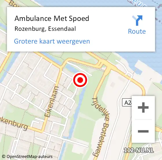 Locatie op kaart van de 112 melding: Ambulance Met Spoed Naar Rozenburg, Essendaal op 18 juli 2024 12:36