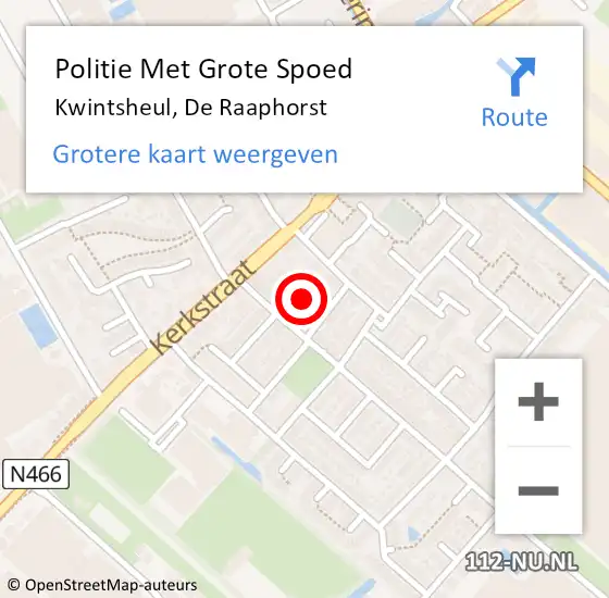 Locatie op kaart van de 112 melding: Politie Met Grote Spoed Naar Kwintsheul, De Raaphorst op 18 juli 2024 12:39