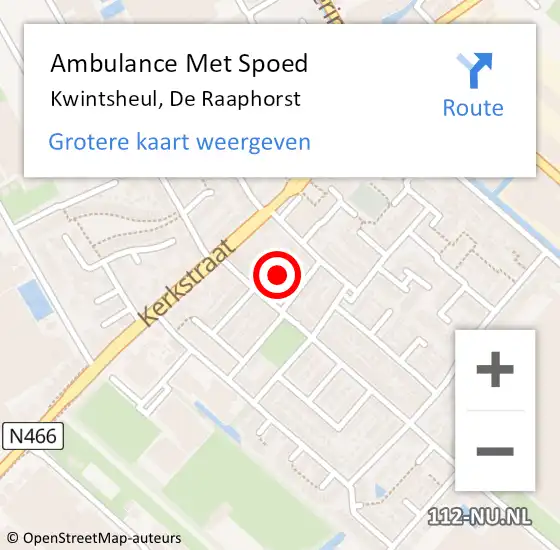 Locatie op kaart van de 112 melding: Ambulance Met Spoed Naar Kwintsheul, De Raaphorst op 18 juli 2024 12:54