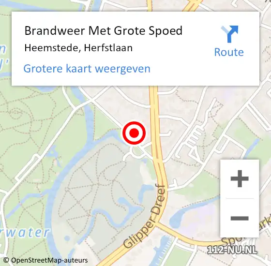 Locatie op kaart van de 112 melding: Brandweer Met Grote Spoed Naar Heemstede, Herfstlaan op 18 juli 2024 13:11