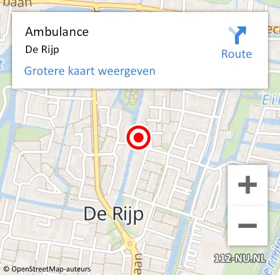 Locatie op kaart van de 112 melding: Ambulance De Rijp op 18 juli 2024 13:13