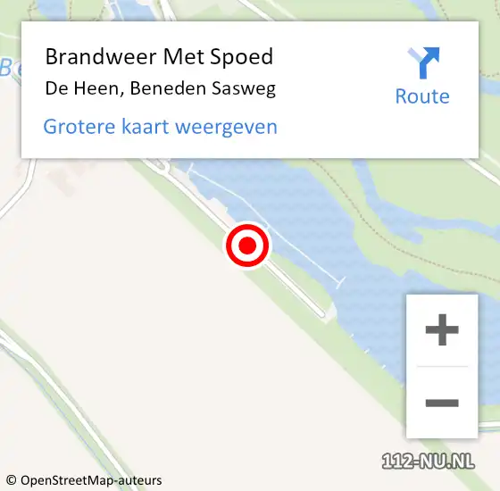 Locatie op kaart van de 112 melding: Brandweer Met Spoed Naar De Heen, Beneden Sasweg op 18 juli 2024 13:32