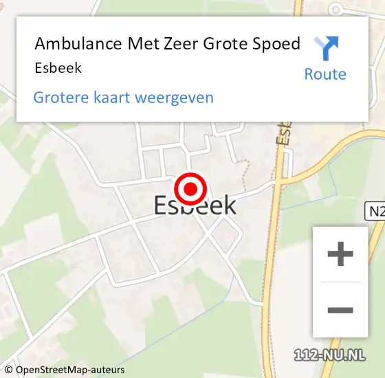 Locatie op kaart van de 112 melding: Ambulance Met Zeer Grote Spoed Naar Esbeek op 18 juli 2024 13:41