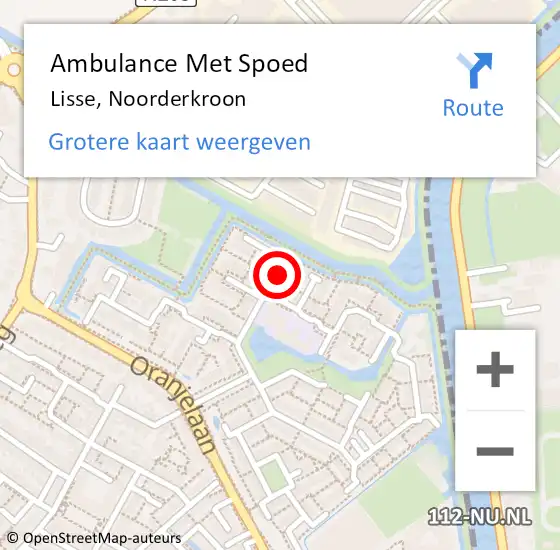 Locatie op kaart van de 112 melding: Ambulance Met Spoed Naar Lisse, Noorderkroon op 18 juli 2024 13:56