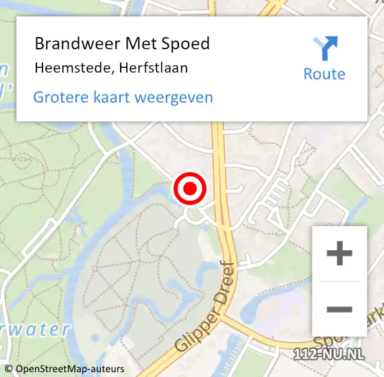 Locatie op kaart van de 112 melding: Brandweer Met Spoed Naar Heemstede, Herfstlaan op 18 juli 2024 14:01