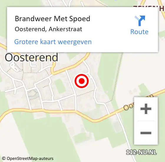 Locatie op kaart van de 112 melding: Brandweer Met Spoed Naar Oosterend, Ankerstraat op 18 juli 2024 14:03