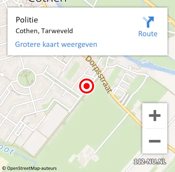 Locatie op kaart van de 112 melding: Politie Cothen, Tarweveld op 18 juli 2024 14:08