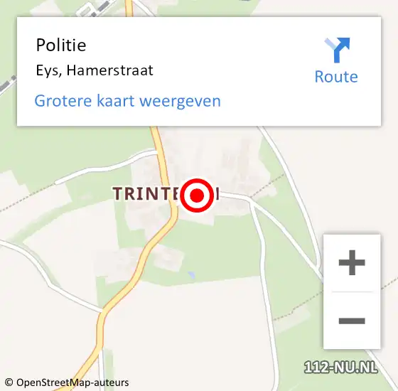 Locatie op kaart van de 112 melding: Politie Eys, Hamerstraat op 18 juli 2024 14:09