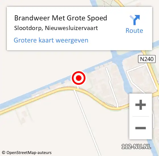 Locatie op kaart van de 112 melding: Brandweer Met Grote Spoed Naar Slootdorp, Nieuwesluizervaart op 18 juli 2024 14:15