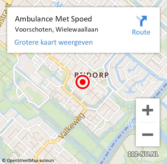 Locatie op kaart van de 112 melding: Ambulance Met Spoed Naar Voorschoten, Wielewaallaan op 18 juli 2024 14:17