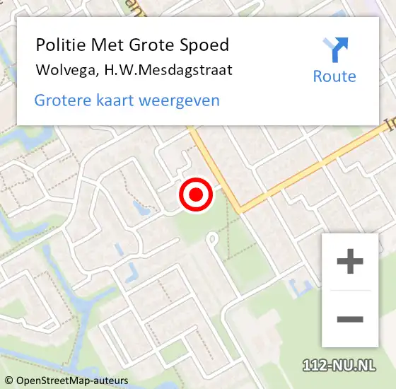 Locatie op kaart van de 112 melding: Politie Met Grote Spoed Naar Wolvega, H.W.Mesdagstraat op 18 juli 2024 14:54