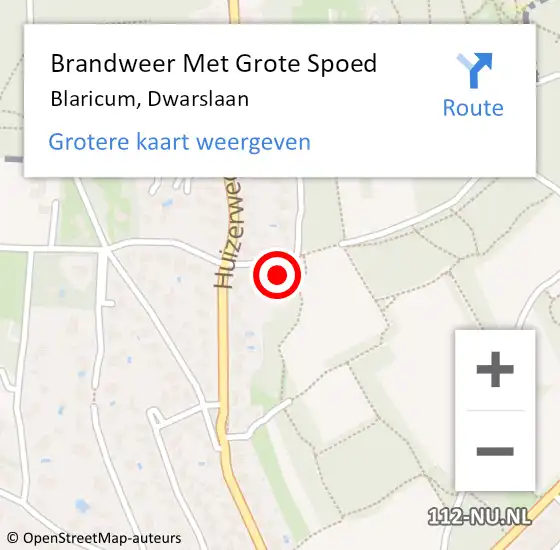 Locatie op kaart van de 112 melding: Brandweer Met Grote Spoed Naar Blaricum, Dwarslaan op 18 juli 2024 15:02