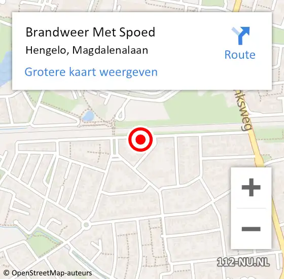 Locatie op kaart van de 112 melding: Brandweer Met Spoed Naar Hengelo, Magdalenalaan op 18 juli 2024 15:03