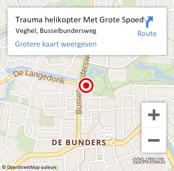 Locatie op kaart van de 112 melding: Trauma helikopter Met Grote Spoed Naar Veghel, Busselbundersweg op 18 juli 2024 15:06