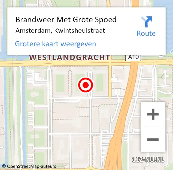 Locatie op kaart van de 112 melding: Brandweer Met Grote Spoed Naar Amsterdam, Kwintsheulstraat op 18 juli 2024 15:30