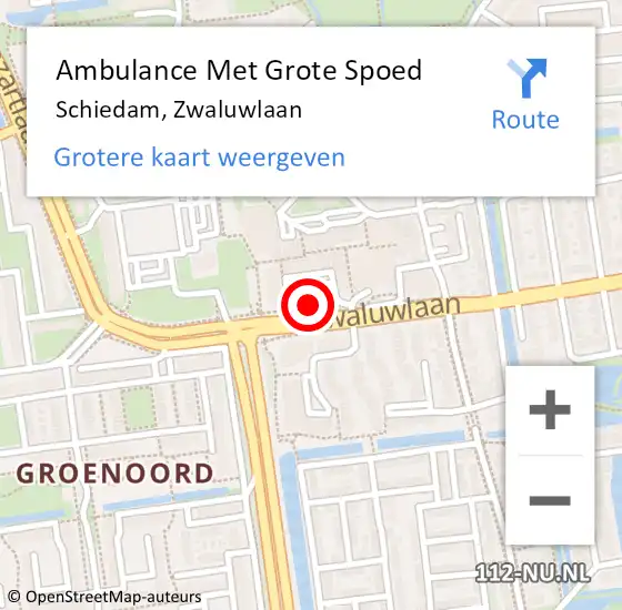 Locatie op kaart van de 112 melding: Ambulance Met Grote Spoed Naar Schiedam, Zwaluwlaan op 18 juli 2024 15:36