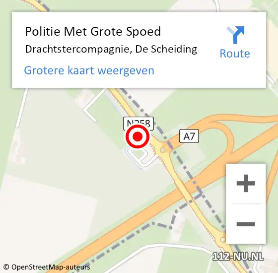 Locatie op kaart van de 112 melding: Politie Met Grote Spoed Naar Drachtstercompagnie, De Scheiding op 18 juli 2024 16:01