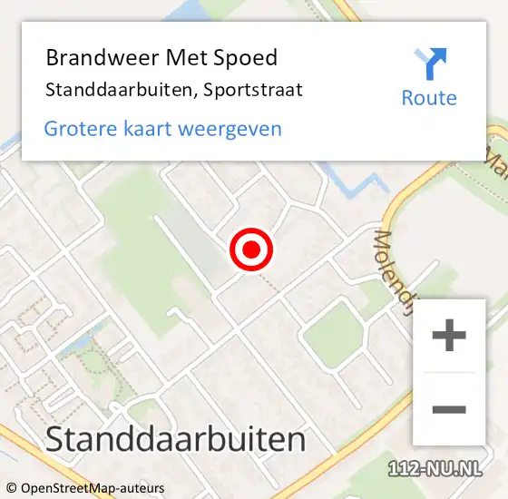 Locatie op kaart van de 112 melding: Brandweer Met Spoed Naar Standdaarbuiten, Sportstraat op 18 juli 2024 16:03