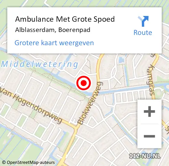 Locatie op kaart van de 112 melding: Ambulance Met Grote Spoed Naar Alblasserdam, Boerenpad op 18 juli 2024 16:07