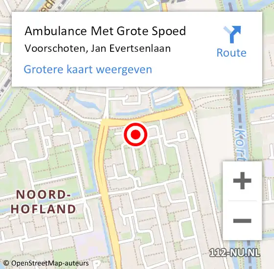 Locatie op kaart van de 112 melding: Ambulance Met Grote Spoed Naar Voorschoten, Jan Evertsenlaan op 18 juli 2024 16:15