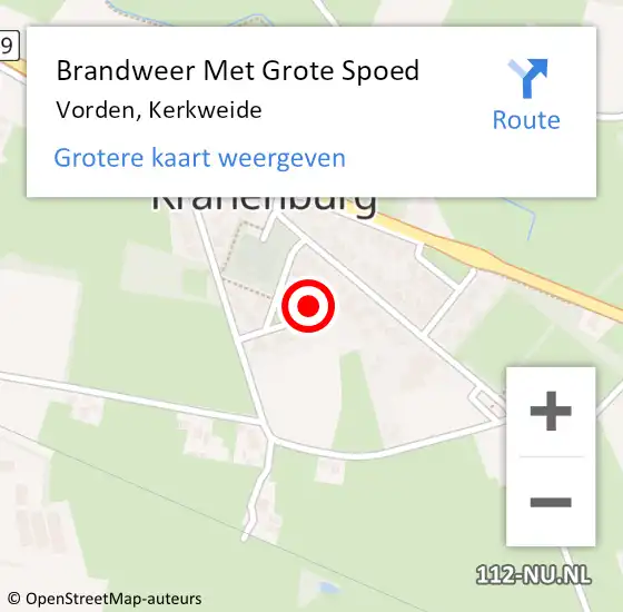 Locatie op kaart van de 112 melding: Brandweer Met Grote Spoed Naar Vorden, Kerkweide op 18 juli 2024 16:16