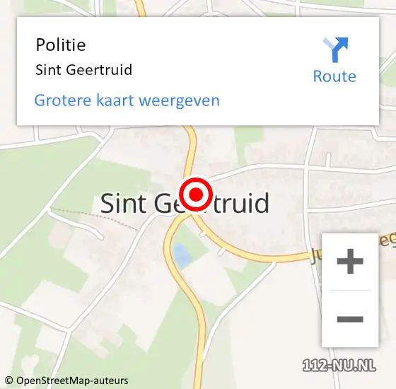 Locatie op kaart van de 112 melding: Politie Sint Geertruid op 18 juli 2024 16:33