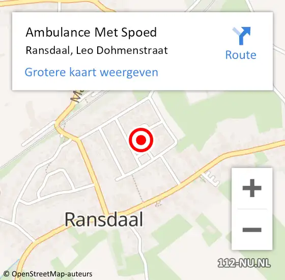 Locatie op kaart van de 112 melding: Ambulance Met Spoed Naar Ransdaal, Leo Dohmenstraat op 13 oktober 2014 14:48