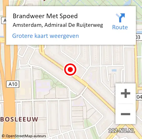 Locatie op kaart van de 112 melding: Brandweer Met Spoed Naar Amsterdam, Admiraal De Ruijterweg op 18 juli 2024 16:45