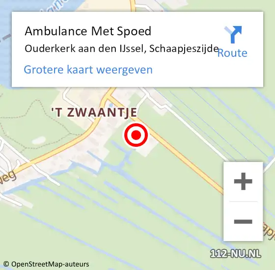 Locatie op kaart van de 112 melding: Ambulance Met Spoed Naar Ouderkerk aan den IJssel, Schaapjeszijde op 18 juli 2024 16:50