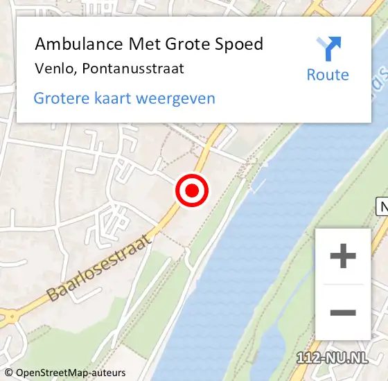 Locatie op kaart van de 112 melding: Ambulance Met Grote Spoed Naar Venlo, Pontanusstraat op 9 september 2013 21:17