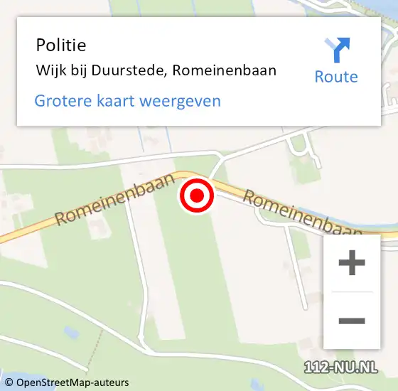 Locatie op kaart van de 112 melding: Politie Wijk bij Duurstede, Romeinenbaan op 18 juli 2024 17:02